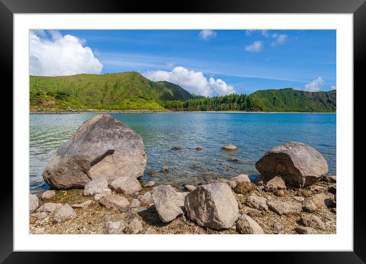 Majestic Volcanic Lake Fogo Framed Mounted Print by Kevin Snelling