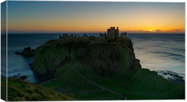Dunnottar Castle at Sunrise. Canvas Print by Tommy Dickson