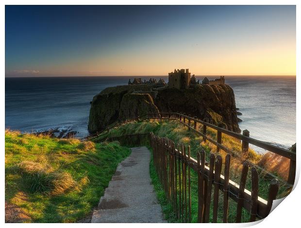 Sunrise at Dunnottar Castle. Print by Tommy Dickson