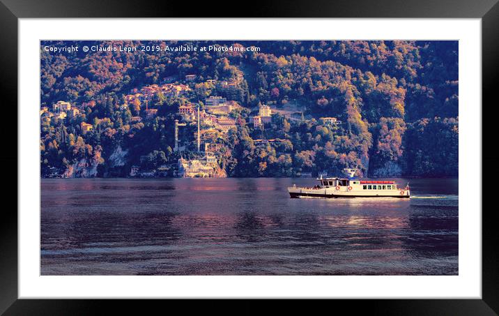 Ferryboat on Como Lake, Italy Framed Mounted Print by Claudio Lepri