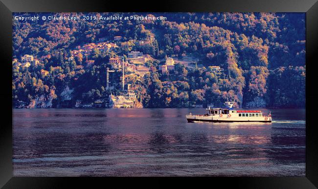 Ferryboat on Como Lake, Italy Framed Print by Claudio Lepri
