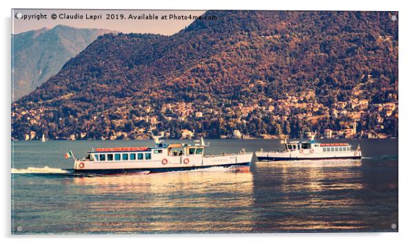 Ferryboat on Como Lake, Italy #2 Acrylic by Claudio Lepri