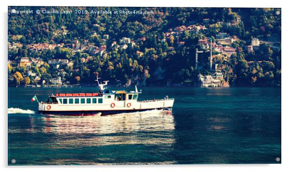 Ferryboat on Como Lake, Italy #3 Acrylic by Claudio Lepri