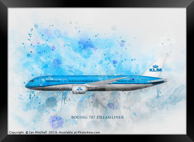 Klm Boeing 787 Dreamliner Framed Print by Ian Mitchell
