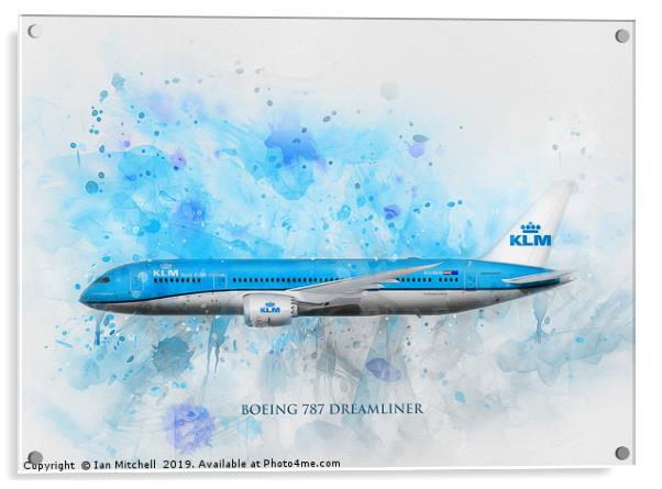 Klm Boeing 787 Dreamliner Acrylic by Ian Mitchell