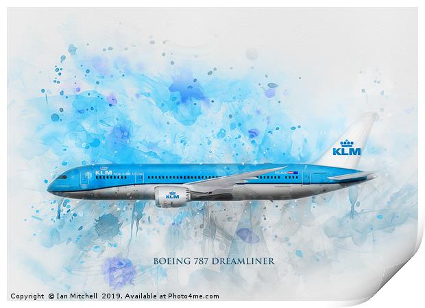 Klm Boeing 787 Dreamliner Print by Ian Mitchell