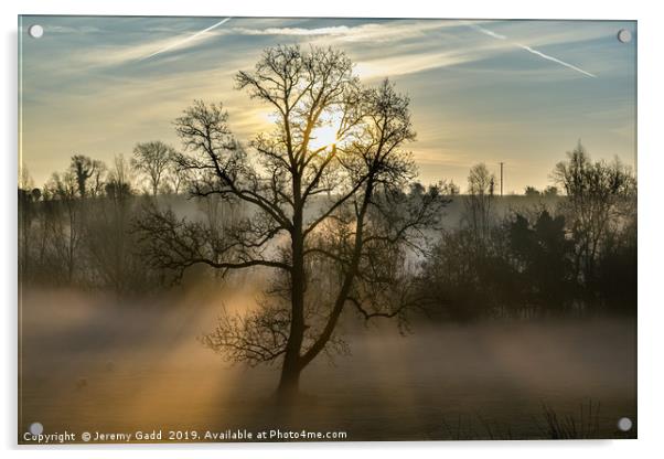 Misty Sunrise Acrylic by Jeremy Gadd
