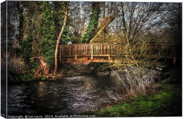Footbridge Over The River Kennet Canvas Print by Ian Lewis