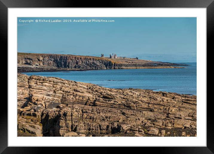 Dunstanburgh Castle and Cullernose Point Framed Mounted Print by Richard Laidler