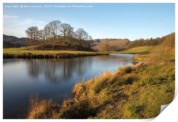 Golden Light At Sunset On The River Brathay Print by Gary Kenyon