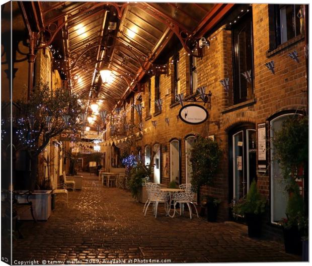 Enchanting Nighttime Shopping in Staffordshire Canvas Print by tammy mellor