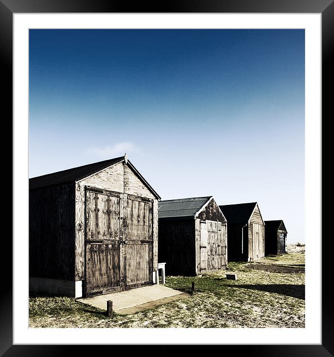 Winterton Beach Huts Framed Mounted Print by David Blake