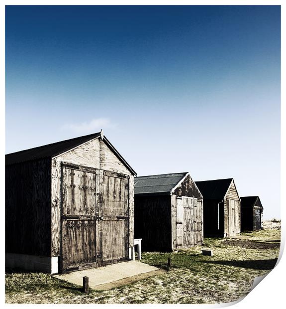 Winterton Beach Huts Print by David Blake