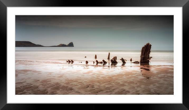 The Helvetia at Rhossili Bay, South Wales UK Framed Mounted Print by Leighton Collins