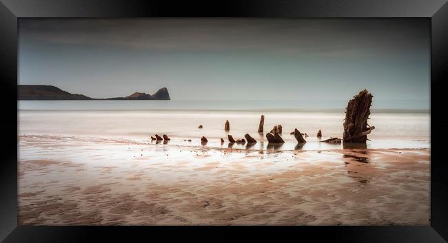 The Helvetia at Rhossili Bay, South Wales UK Framed Print by Leighton Collins