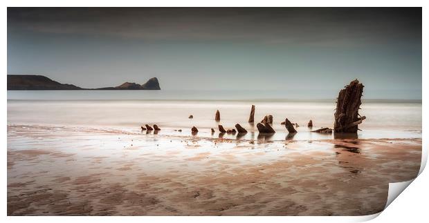 The Helvetia at Rhossili Bay, South Wales UK Print by Leighton Collins