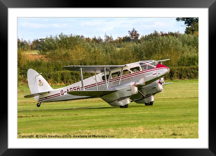 DH89A Dragon Rapide 6 G-AGSH  Framed Mounted Print by Colin Smedley