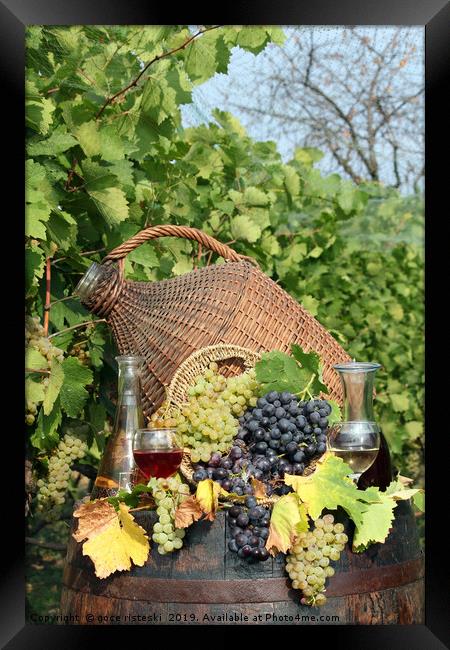 vineyard grape and wine Framed Print by goce risteski