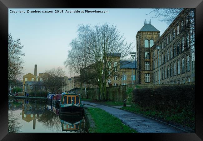 MILL AND BARGES Framed Print by andrew saxton