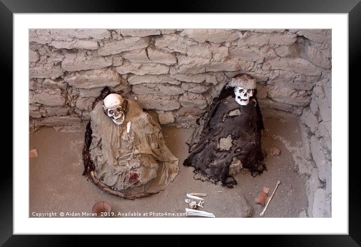 Chauchilla Cemetery Mummies, Nazca   Framed Mounted Print by Aidan Moran