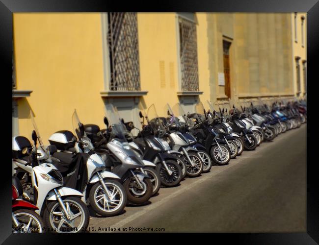 mopeds in florence Framed Print by paul ratcliffe