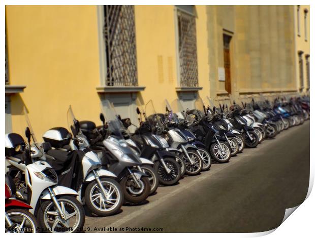mopeds in florence Print by paul ratcliffe