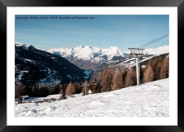 French Alps, with ski lift Framed Mounted Print by Gary Parker
