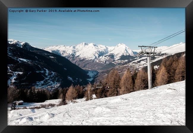 French Alps, with ski lift Framed Print by Gary Parker