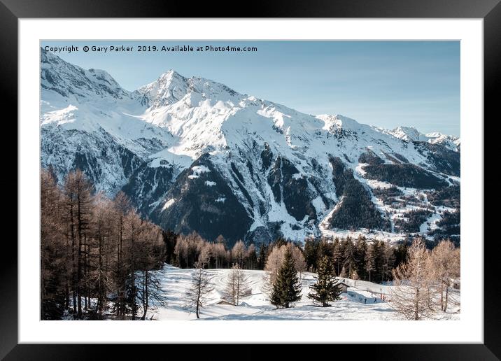 A view of the mountains in the French Alps.  Framed Mounted Print by Gary Parker