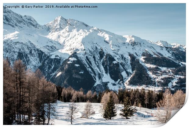 A view of the mountains in the French Alps.  Print by Gary Parker
