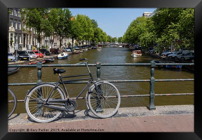A single bicycle in Amsterdam Framed Print by Gary Parker