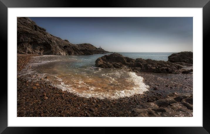 Incoming tide at Bracelet Bay Framed Mounted Print by Leighton Collins