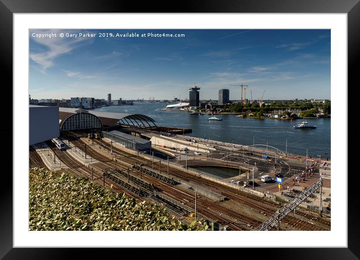 A view of Amsterdam railway tracks Framed Mounted Print by Gary Parker