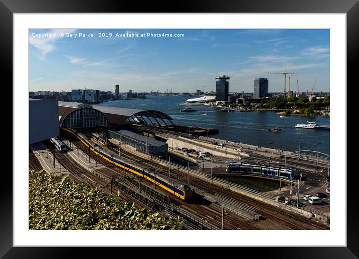 A view Amsterdam railway line Framed Mounted Print by Gary Parker