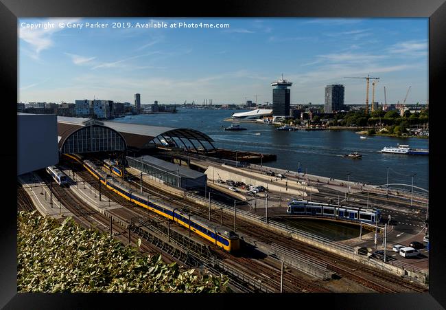 A view Amsterdam railway line Framed Print by Gary Parker