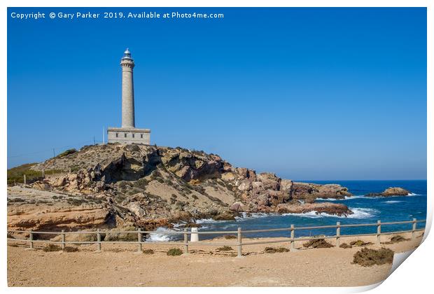 Cabo de Palos lighthouse, in Murcia, Spain Print by Gary Parker