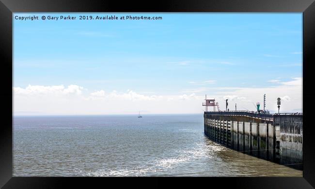 Cardiff Bay pier, on a sunny summers day Framed Print by Gary Parker