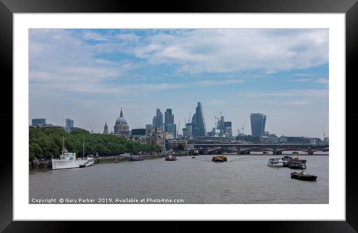 London skyline city view, the River Thames Framed Mounted Print by Gary Parker