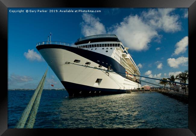 A large cruise ship docked in Bermuda  Framed Print by Gary Parker