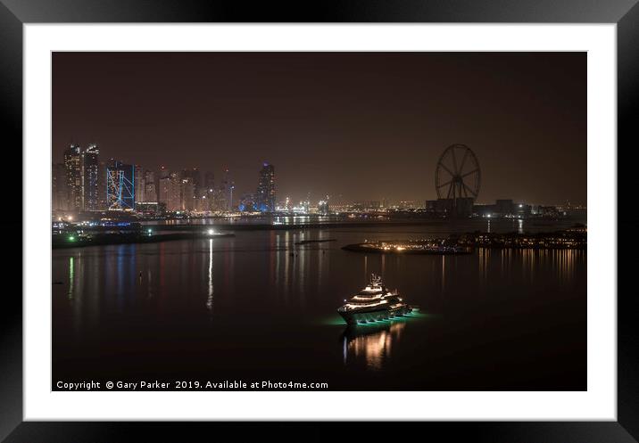Skyscrapers of Dubai Marina at night.   Framed Mounted Print by Gary Parker