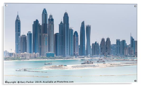 Skyscrapers of Dubai Marina. Acrylic by Gary Parker