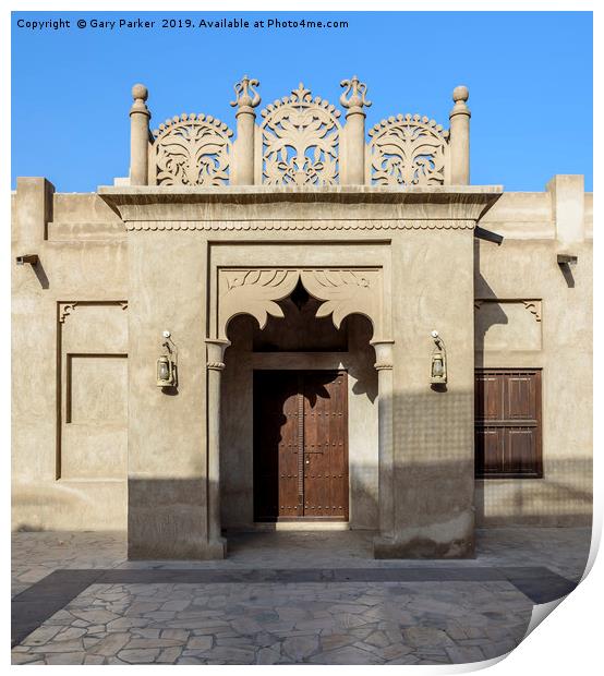 Ornate, Arabian doorway, with intricate carvings Print by Gary Parker
