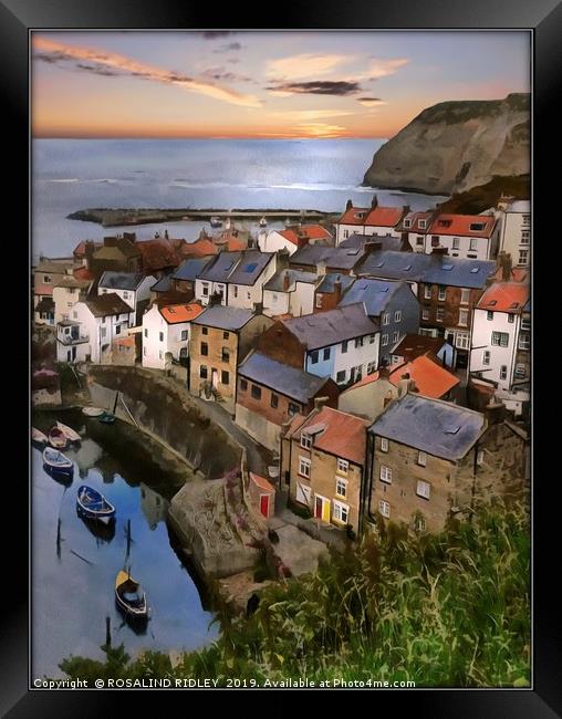 "Sunrise at Staithes" Framed Print by ROS RIDLEY
