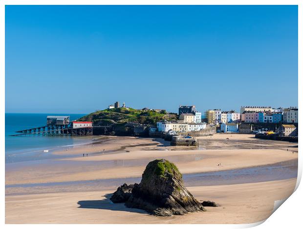 Tenby in Spring. Print by Colin Allen