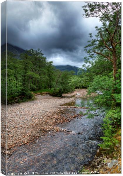 The Nevis river at the foot of Ben Nevis Canvas Print by Phill Thornton