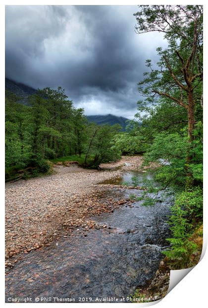 The Nevis river at the foot of Ben Nevis Print by Phill Thornton