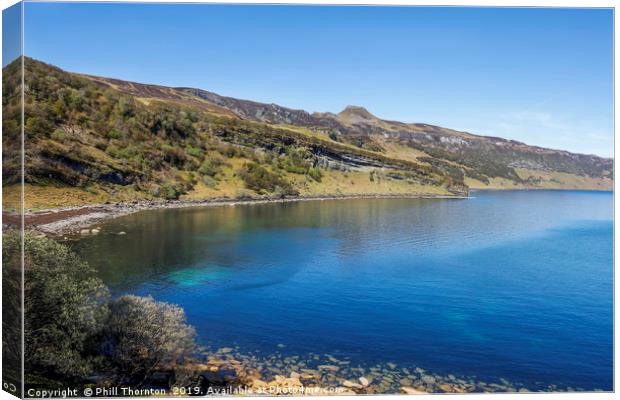 Blue skies over Dunn Caan, on the Isle of Raasay. Canvas Print by Phill Thornton