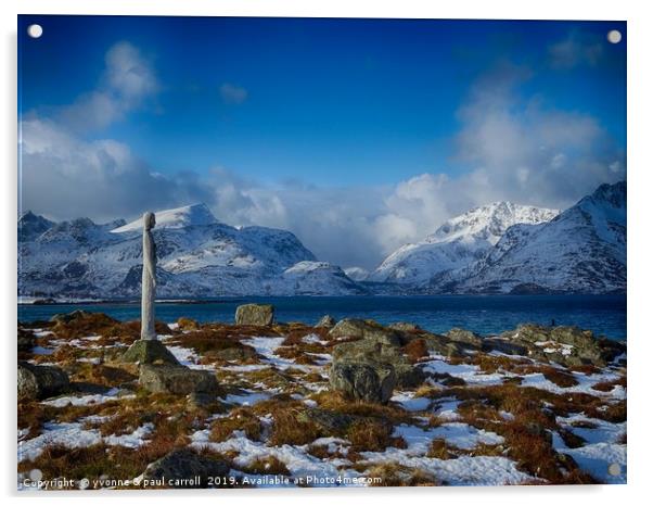 Looking over the fjord, Lofoten Islands Acrylic by yvonne & paul carroll