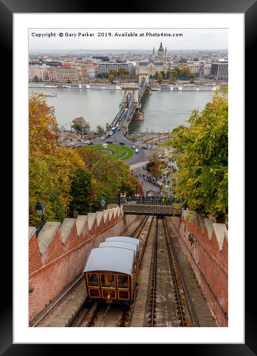 Funicular railway to Buda Castle, Budapest Framed Mounted Print by Gary Parker