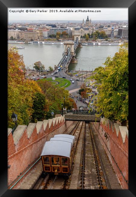 Funicular railway to Buda Castle, Budapest Framed Print by Gary Parker